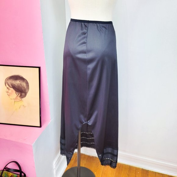 Vintage 70s Black Full Length Half Slip Skirt - Picture 2 of 7